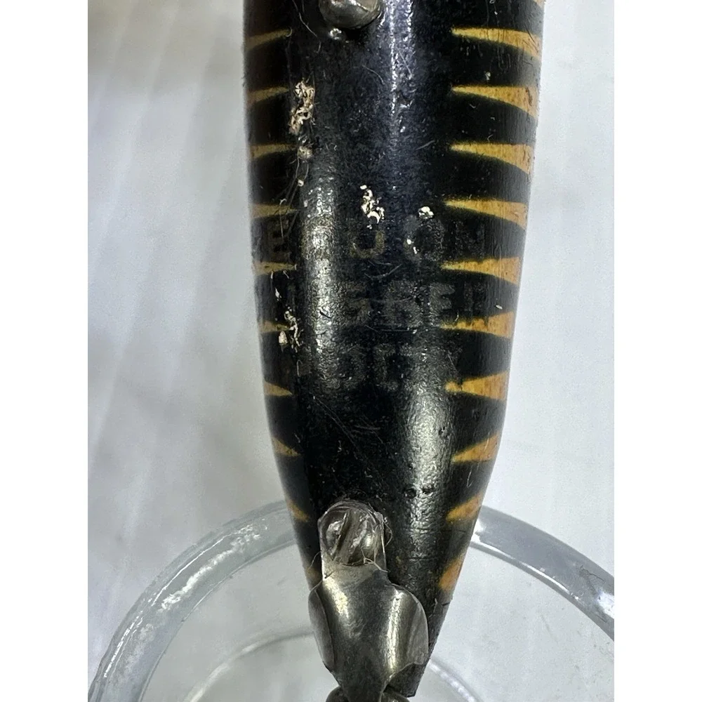 Vintage Heddon Chugger Spook Fishing Lure Top Water Black Gold Red